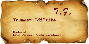 Trummer Füzike névjegykártya
